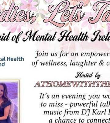 Elegant event poster for Mental Health Ireland night at Hamlet Court Hotel.