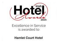Award for excellence in service to Hamlet Court Hotel at Irish Hotel Awards 2025.